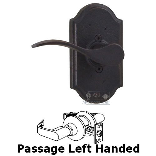 Left Handed Passage Lever - Premiere Plate with Carlow Door Lever in Oil Rubbed Bronze