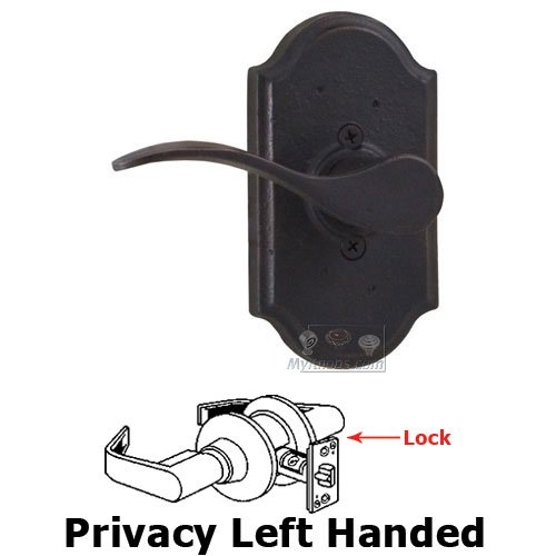 Left Handed Privacy Lever - Premiere Plate with Carlow Door Lever in Oil Rubbed Bronze