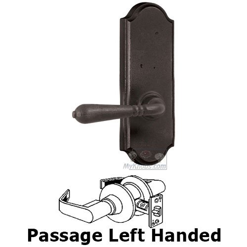 Left Handed Passage Lever - Sutton Plate with Waterford Door Lever in Oil Rubbed Bronze