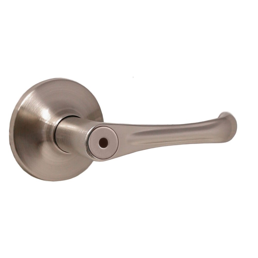 Privacy Somerset Lever With Round Rosette in Satin Nickel