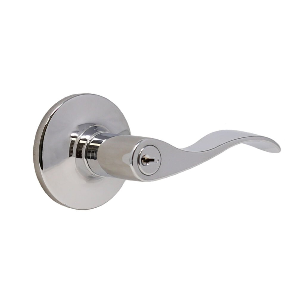Keyed New Haven Lever With Round Rosette in Bright Chrome