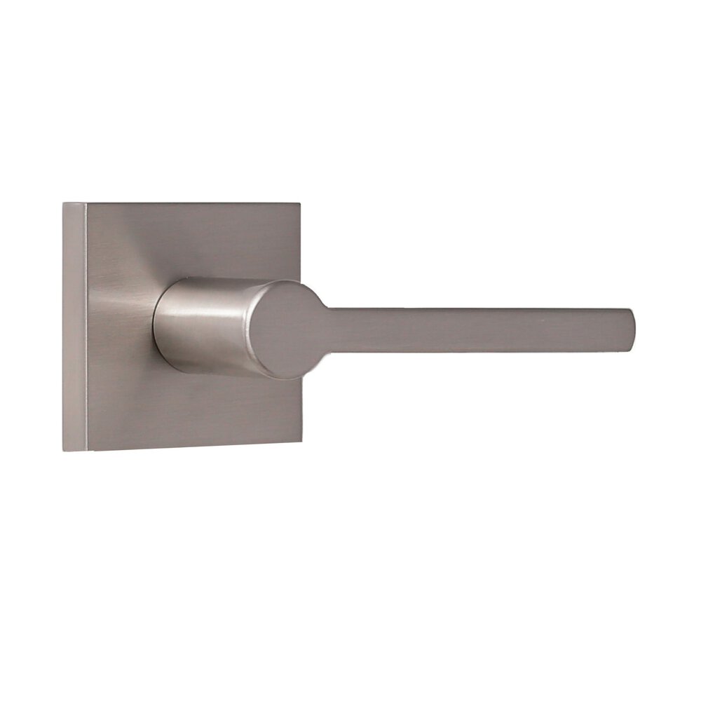 Brady Passage Lever and Square Rosette in Satin Nickel