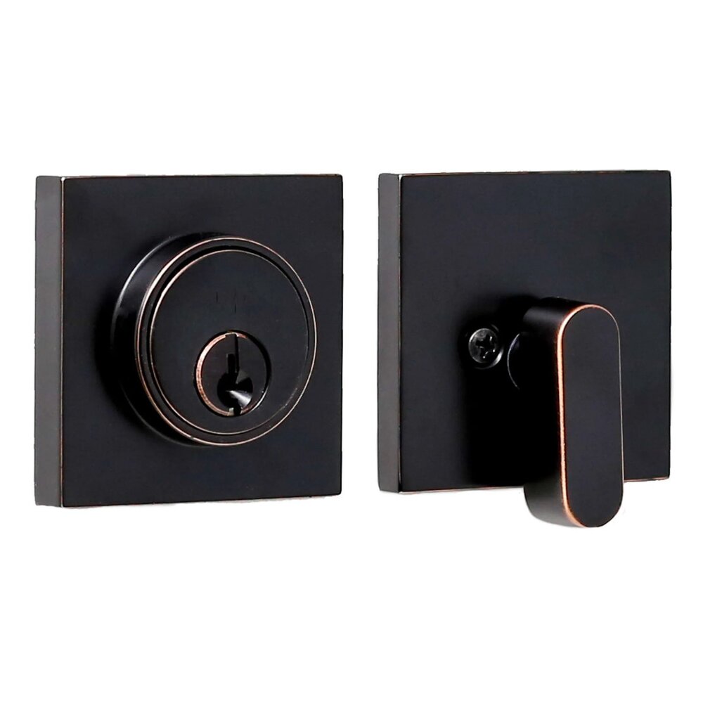 Square Single Cylinder Deadbolt in Oil Rubbed Bronze