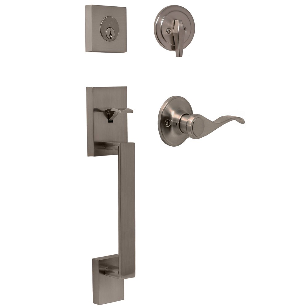 Bailey Single Cylinder Handleset With New Haven Lever in Satin Nickel