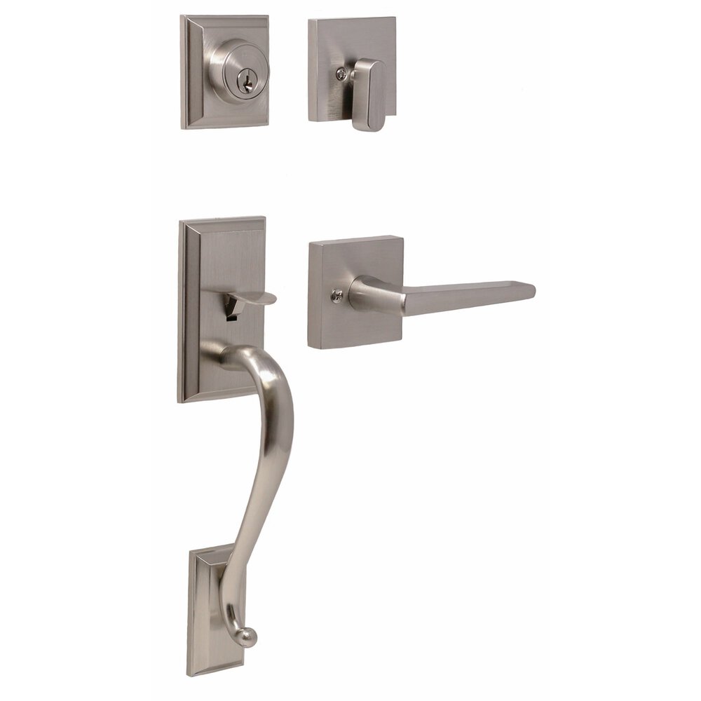 Mayo Single Cylinder Handleset with Philtower Lever in Satin Nickel