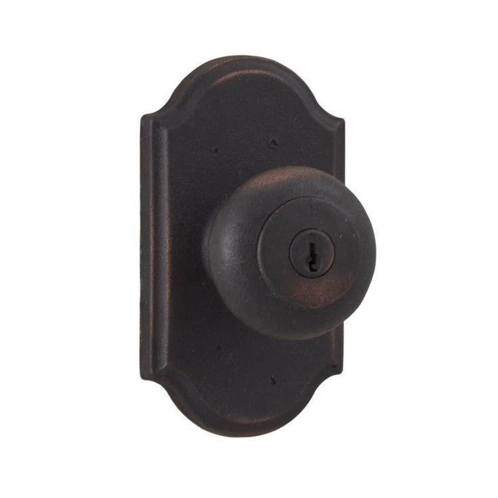 Keyed Knob - Premiere Plate with Wexford Door Knob in Oil Rubbed Bronze