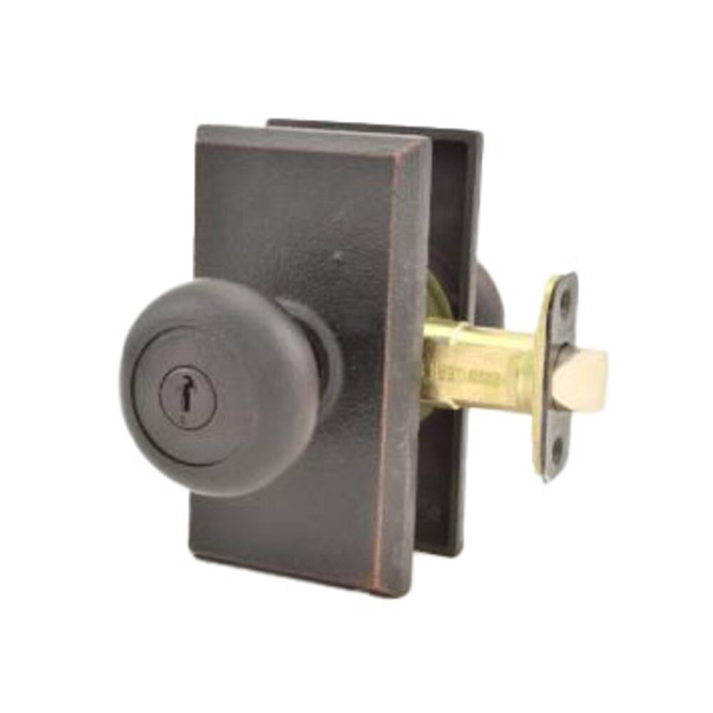 Privacy Knob - Rectangle Plate with Wexford Door Knob in Oil Rubbed Bronze