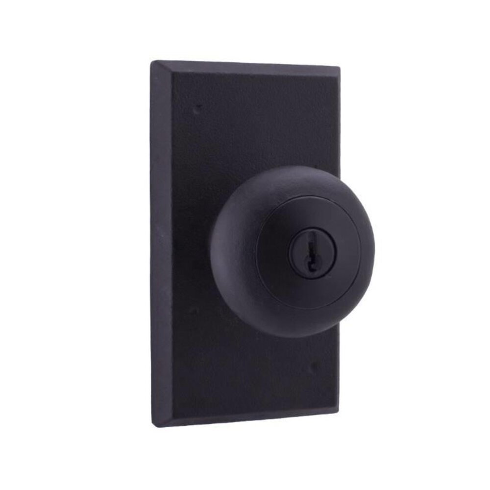 Privacy Knob - Rectangle Plate with Wexford Door Knob in Black