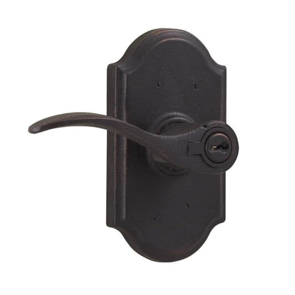 Left Handed Keyed Lever - Premiere Plate with Carlow Door Lever in Oil Rubbed Bronze