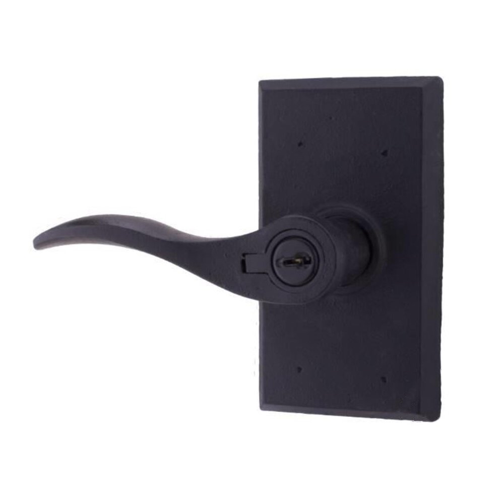 Left Handed Keyed Lever - Rectangle Plate with Carlow Door Lever in Oil Rubbed Bronze
