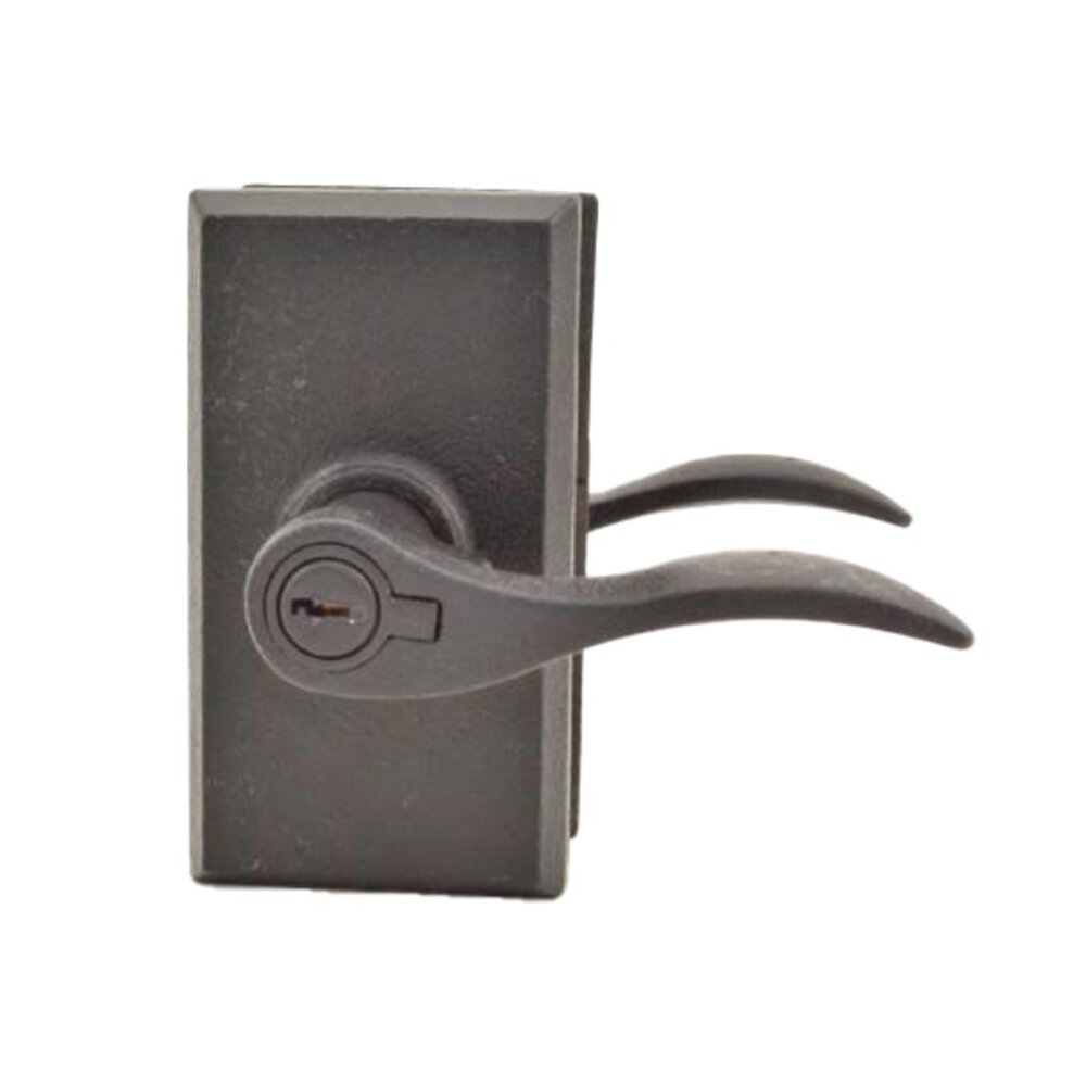 Right Handed Keyed Lever - Square Plate with Carlow Door Lever in Black