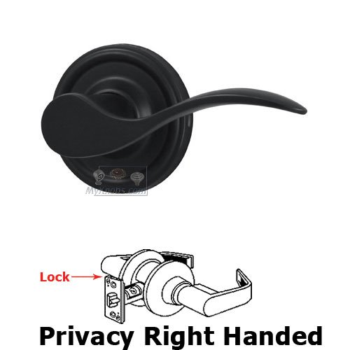 Bordeau Right Handed Privacy Door Lever in Black