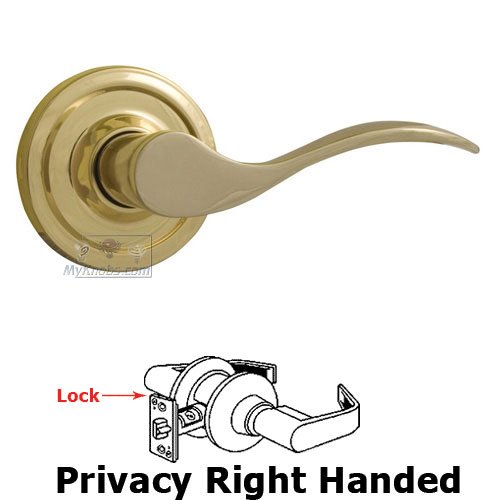 Bordeau Right Handed Privacy Door Lever in Polished Brass