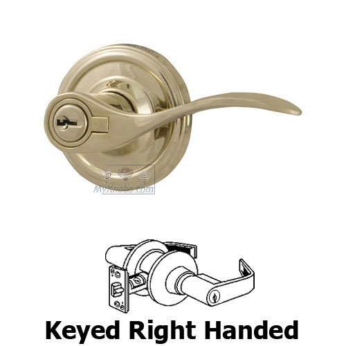 Bordeau Right Handed Keyed Door Lever in Lifetime Polished Brass