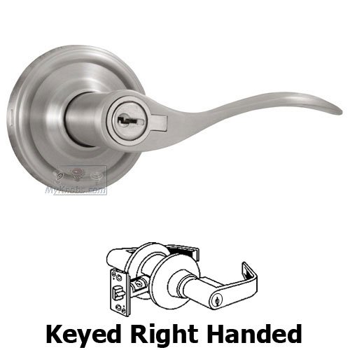 Bordeau Right Handed Keyed Door Lever in Satin Nickel