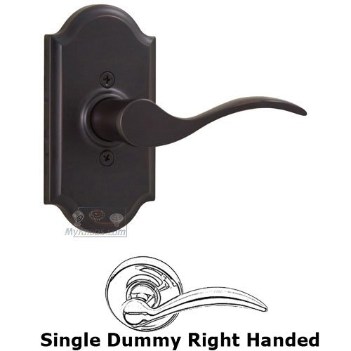 Right Handed Single Dummy Lever - Premiere Plate with Bordeau Door Lever in Oil Rubbed Bronze