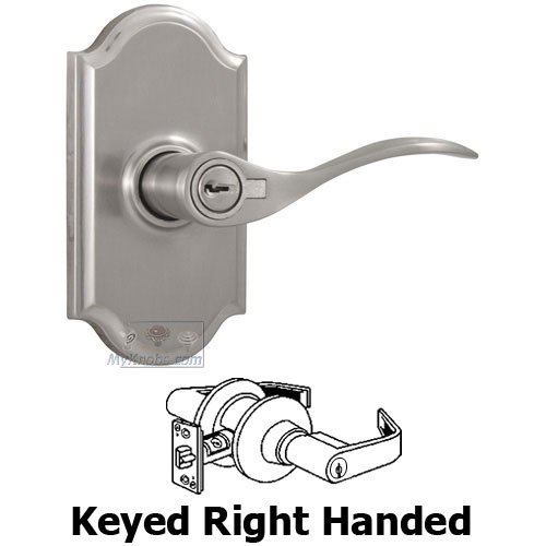 Right Handed Keyed Lever - Premiere Plate with Bordeau Door Lever in Satin Nickel