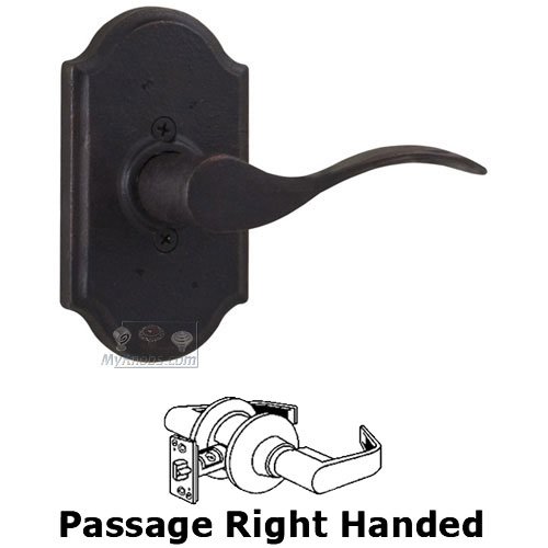 Right Handed Passage Lever - Premiere Plate with Carlow Door Lever in Oil Rubbed Bronze