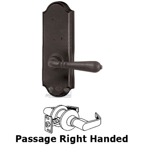 Right Handed Passage Lever - Sutton Plate with Waterford Door Lever in Oil Rubbed Bronze