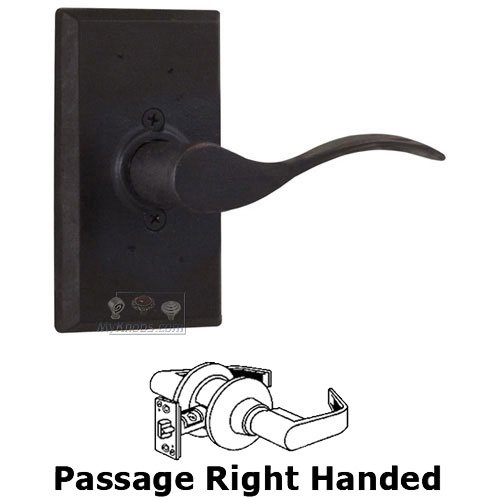 Right Handed Passage Lever - Rectangle Plate with Carlow Door Lever in Oil Rubbed Bronze