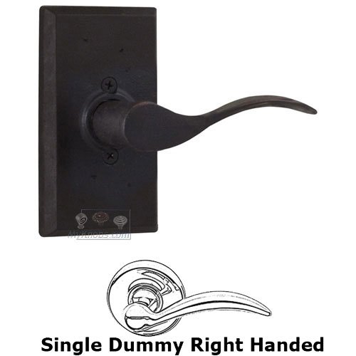 Right Handed Single Dummy Lever - Rectangle Plate with Carlow Door Lever in Oil Rubbed Bronze
