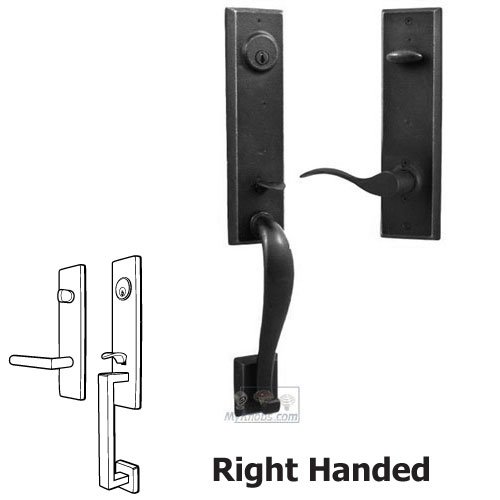 Greystone - Right Hand Single Deadbolt Handleset with Carlow Lever in Black