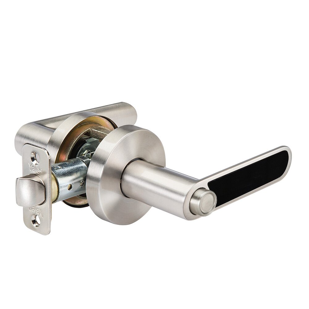 Privacy Kincaid Lever with Black Insert in Satin Nickel