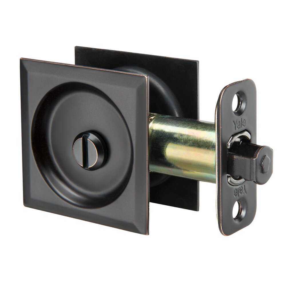 Privacy  Pocket Door Lock in Square in Oil Rubbed Bronze