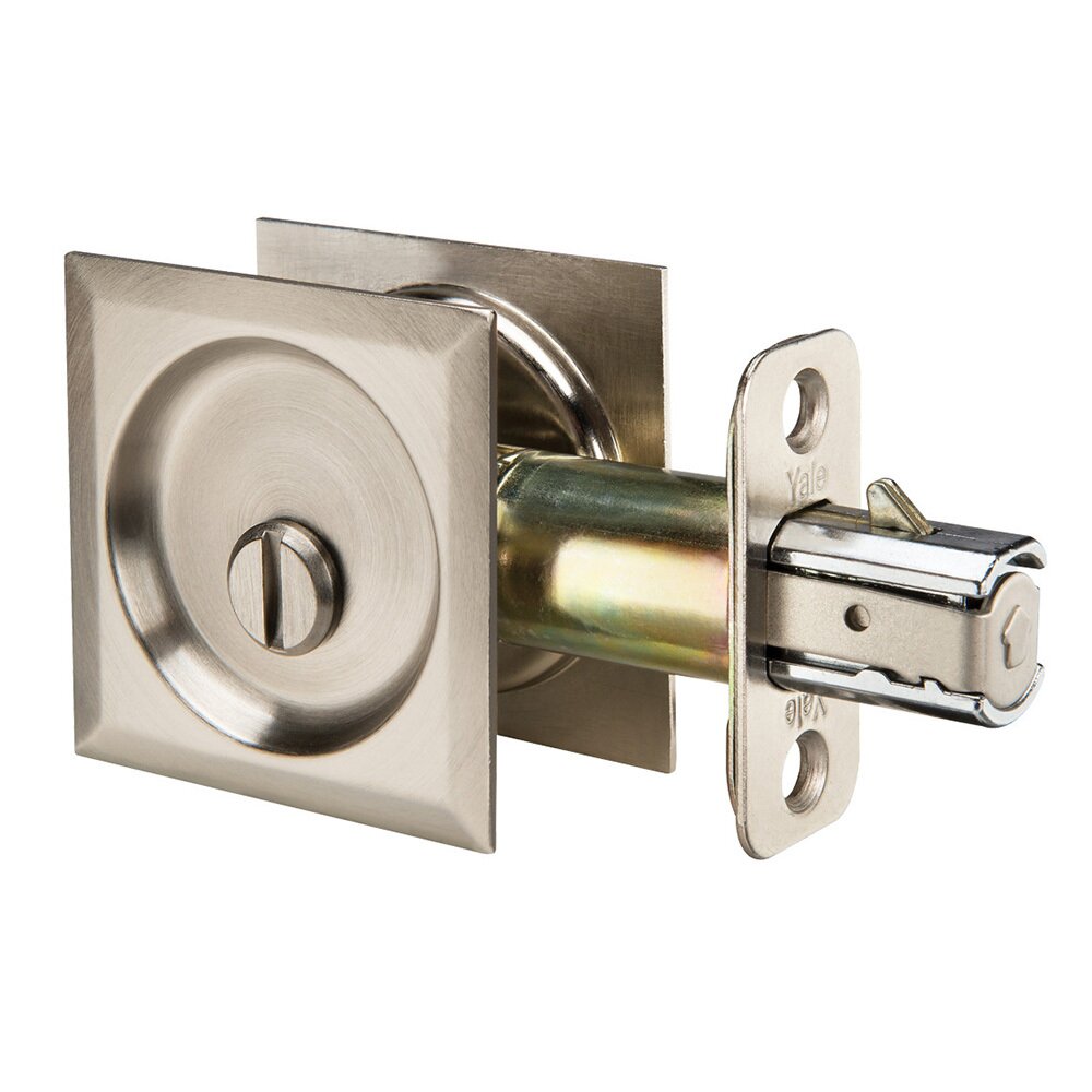 Privacy  Pocket Door Lock in Square in Satin Nickel