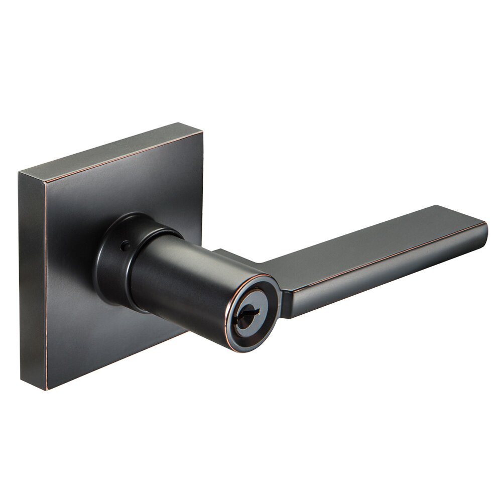 Keyed Square Seabrook Lever in Oil Rubbed Bronze
