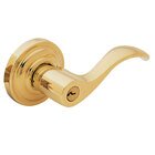 Right Handed Emergency Exit Keyed Entry Door Lever with Classic Rose in Lifetime PVD Polished Brass
