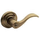 Right Handed Emergency Exit Keyed Entry Door Lever with Classic Rose in Satin Brass & Black