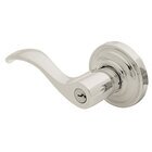 Left Handed Emergency Exit Keyed Entry Door Lever with Classic Rose in Lifetime PVD Polished Nickel