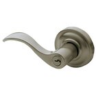 Left Handed Emergency Exit Keyed Entry Door Lever with Classic Rose in PVD Graphite Nickel