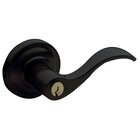Right Handed Emergency Exit Keyed Entry Door Lever with Classic Rose in Satin Black