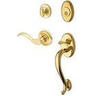 Sectional Right Handed Full Dummy Handleset with Wave Lever in Lifetime PVD Polished Brass