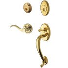 Sectional Right Handed Double Cylinder Handleset with Wave Lever in Unlacquered Brass