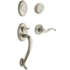 Sectional Left Handed Double Cylinder Handleset with Wave Lever in Lifetime PVD Satin Nickel