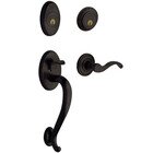 Sectional Left Handed Double Cylinder Handleset with Wave Lever in Distressed Oil Rubbed Bronze