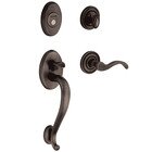 Sectional Left Handed Full Dummy Handleset with Wave Lever in Distressed Oil Rubbed Bronze