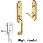 Escutcheon Right Handed Single Cylinder Handleset with Wave Lever in Lifetime PVD Polished Brass