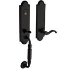 Escutcheon Left Handed Full Dummy Handleset with Wave Lever in Satin Black
