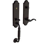 Escutcheon Left Handed Single Cylinder Handleset with Wave Lever in Distressed Oil Rubbed Bronze