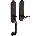 Escutcheon Left Handed Full Dummy Handleset with Wave Lever in Distressed Oil Rubbed Bronze