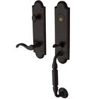 Escutcheon Right Handed Single Cylinder Handleset with Wave Lever in Distressed Oil Rubbed Bronze