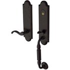 Escutcheon Right Handed Full Dummy Handleset with Wave Lever in Distressed Oil Rubbed Bronze
