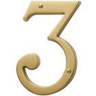 #3 House Number in Lifetime PVD Polished Brass