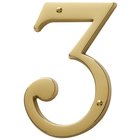 #3 House Number in Unlacquered Brass