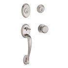 Handleset with Round Knob and Traditional Round Rose in Satin Nickel