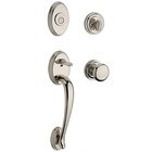 Full Dummy Columbus Handleset with Round Door Knob with Traditional Round Rose in Polished Nickel
